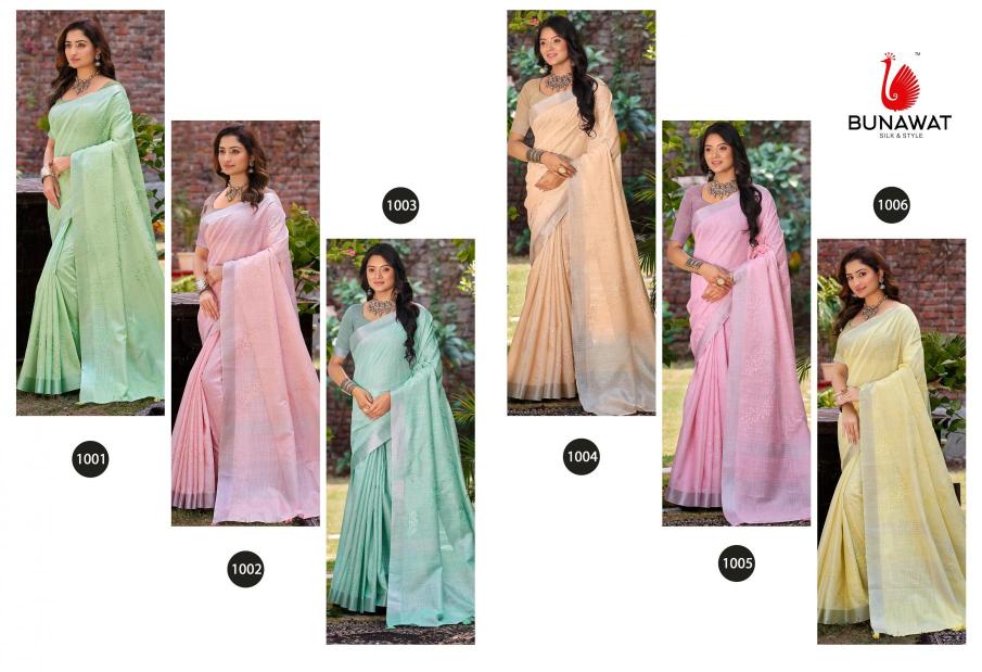 BUNAWAT - Lotus Linen Saree wholesale suppliers