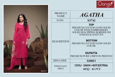 Ganga agatha 3741 Dress material market in India