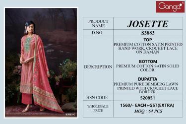 Ganga josette 3883 Wholesale dress material shops in Mumbai