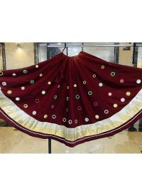 Maroon Roman Silk Mirror Work Navratri Embroidered lehenga choli wholesale