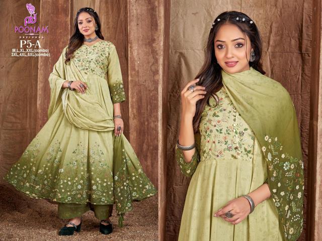 Poonam designer 3 pcs gown Surat kurti wholesale price