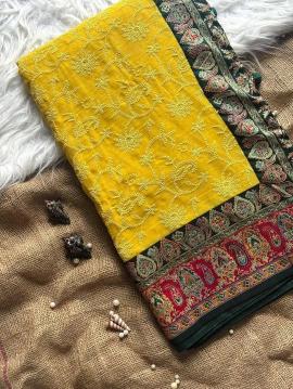 Shorya georgette lukhnowi Wholesale saree manufacturers in Surat