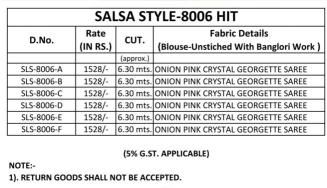 Shorya TFH salsa style d.no 8006 Saree wholesale suppliers in India