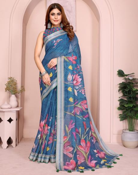 Vc Krishi B Linen Cotton Surat party wear sarees wholesale