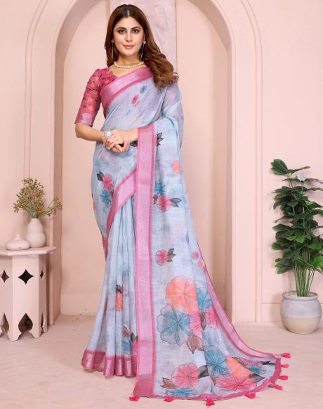 Vc Krishi B Linen Cotton Surat party wear sarees wholesale