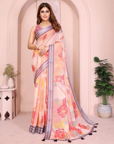 Vc Krishi B Linen Cotton Surat party wear sarees wholesale