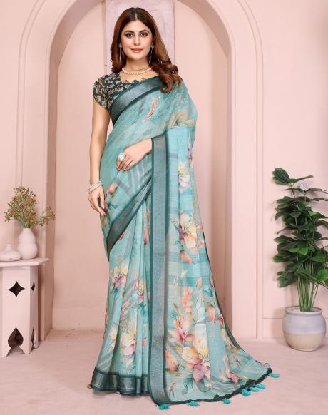Vc Krishi B Linen Cotton Surat party wear sarees wholesale
