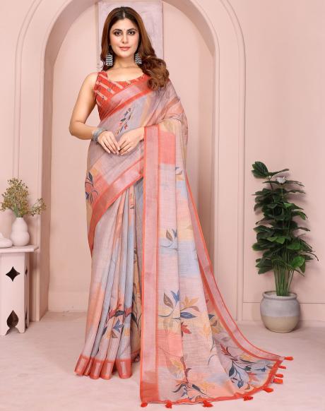 Vc Krishi B Linen Cotton Surat party wear sarees wholesale