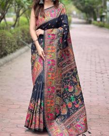 Akshara soft rajwadi pashmina silk  wholesale saree market in india