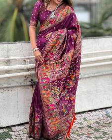 Akshara soft rajwadi pashmina silk  wholesale saree market in india