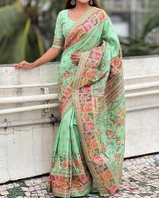 Akshara soft rajwadi pashmina silk  wholesale saree market in india