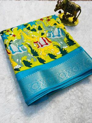 Malhar kalamkari elephent printed indian saree wholesale market