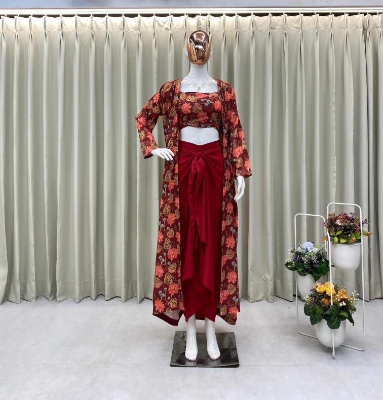 Adhya new trendy three piece outfit western wear manufacturers in Ahmedabad