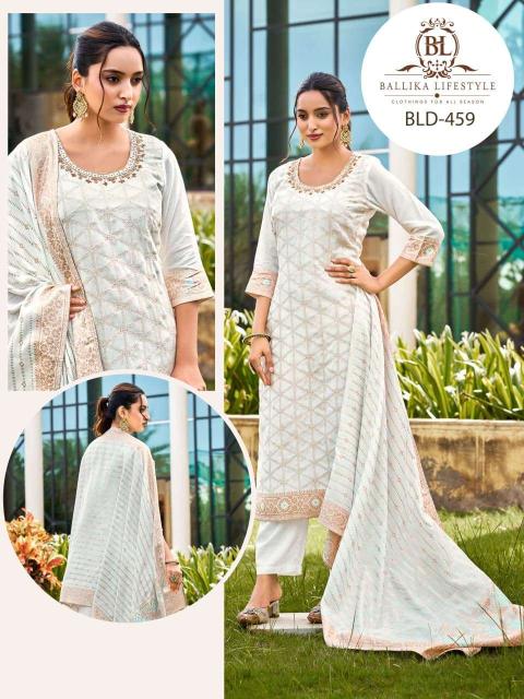 Ballika 3pcs white  Designer kurtis in pune