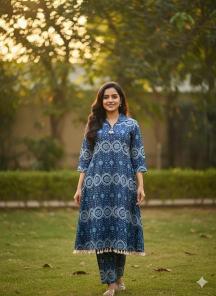 Janni stylish azrak print coord set Kurti wholesalers online India
