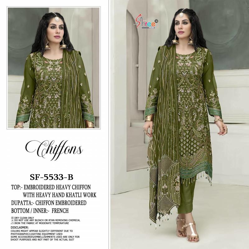 Shree Sf 5533 Chiffon Designer Pakistani suits wholesale