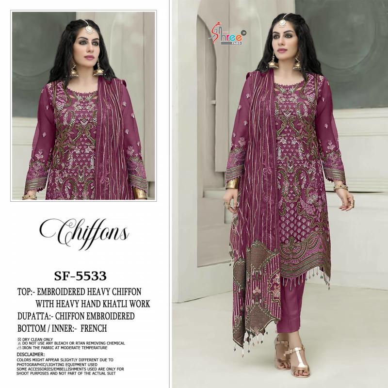 Shree Sf 5533 Chiffon Designer Pakistani suits wholesale