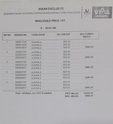 Vipul alayna 2 Bulk dress materials suppliers