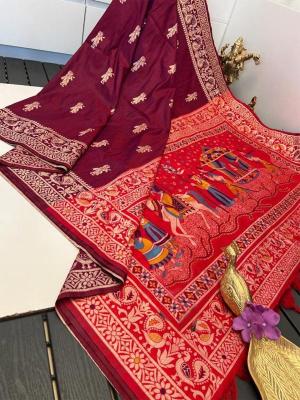 Akshara contrast woven pallu Saree distributor in India