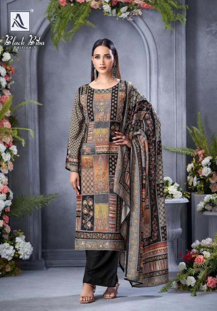 Alok suit black biba 5 Dress materials manufacturer