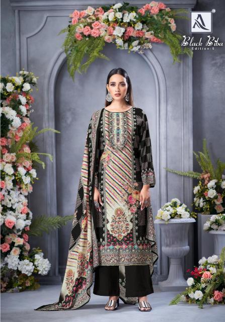 Alok suit black biba 5 Dress materials manufacturer