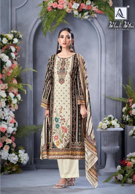 Alok suit black biba 5 Dress materials manufacturer