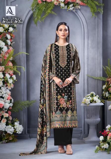 Alok suit black biba 5 Dress materials manufacturer