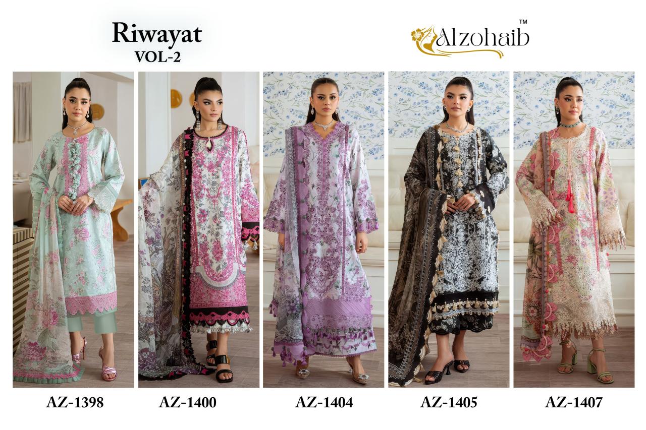 Alzohaib Riwayat Vol 2 Chiffon Dupatta Affordable Salwar Kameez wholesale
