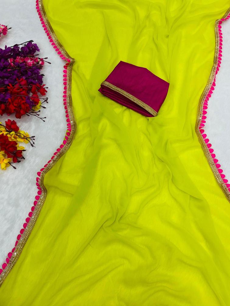 GC beautiful lace Wholesale saree market in India