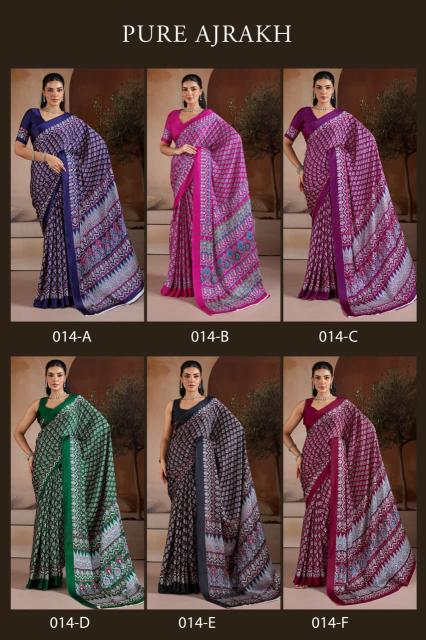 Pure Ajrakh 014 A To F  Saree export in India