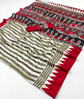 Rajtex modal satin ajrakh Surat wholesale saree suppliers