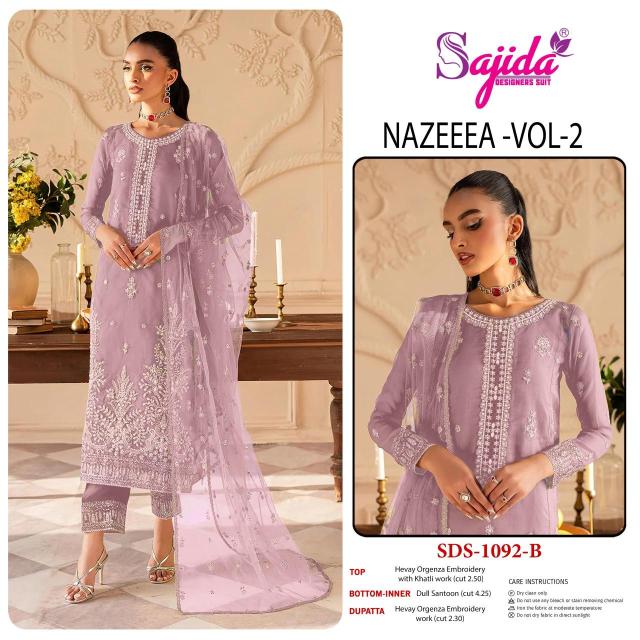 Sajida nazeeea vol 2 d.no 1092-A-B-C-D pakistani suits supplier in Delhi