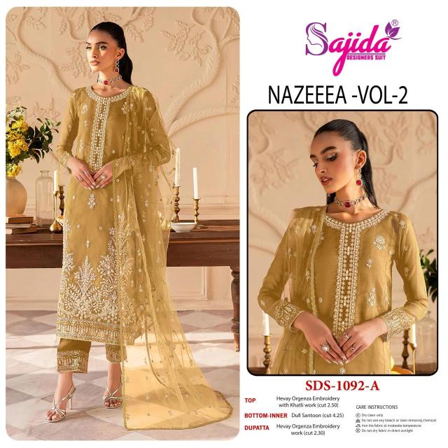 Sajida nazeeea vol 2 d.no 1092-A-B-C-D pakistani suits supplier in Delhi