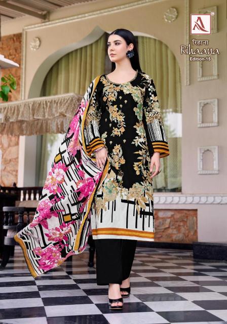 Alok suit rihaana-15 Designer dress materials wholesalers in mumbai