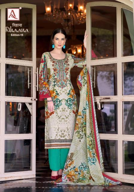 Alok suit rihaana-15 Designer dress materials wholesalers in mumbai