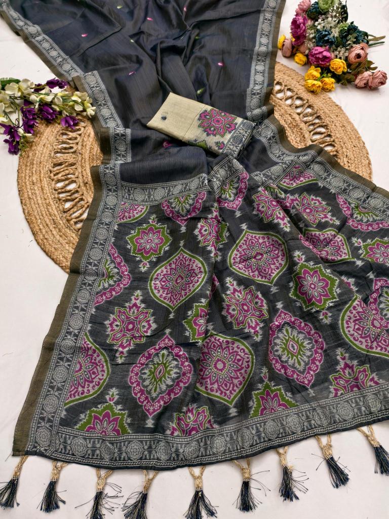 Anupama ajrakh muga cotton Wholesale saree suppliers in Hyderabad