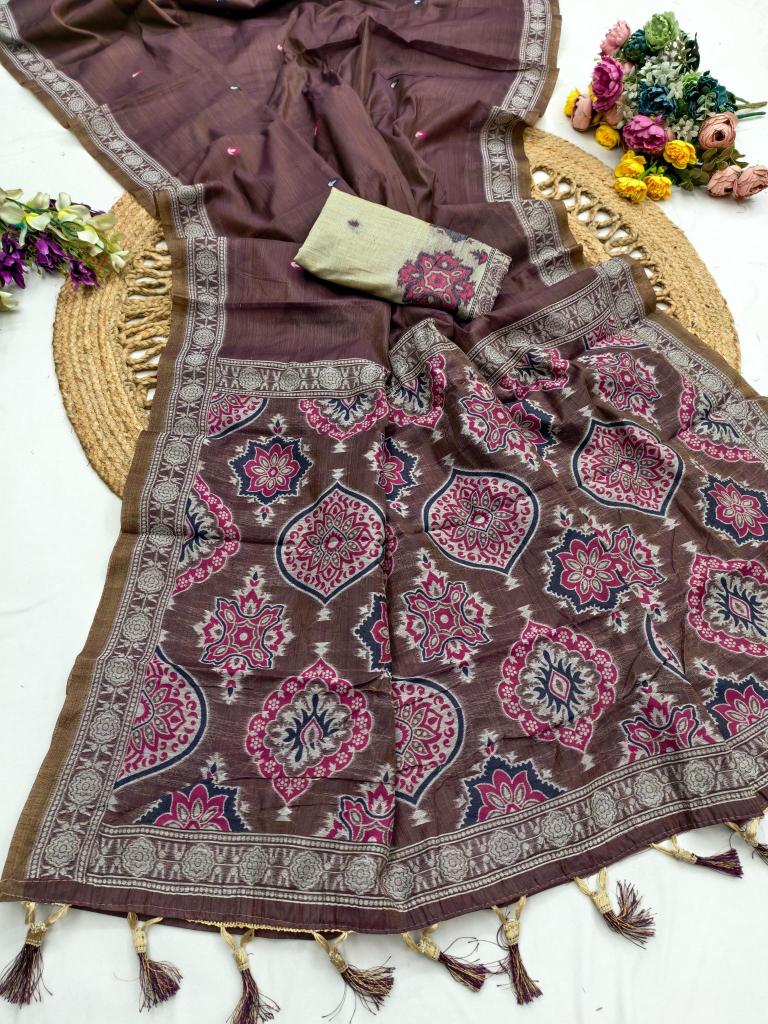 Anupama ajrakh muga cotton Wholesale saree suppliers in Hyderabad