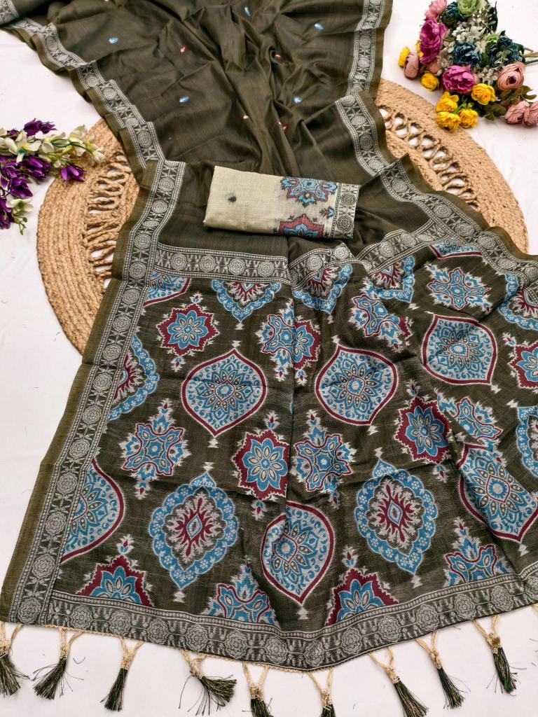 Anupama ajrakh muga cotton Wholesale saree suppliers in Hyderabad