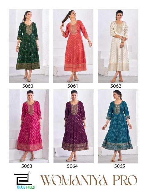 Blue hills womaniya pro Printed kurtis wholesalers