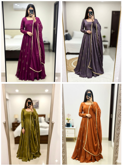 Ethnic Gown Set Satin Gown manufacturers in Mumbai