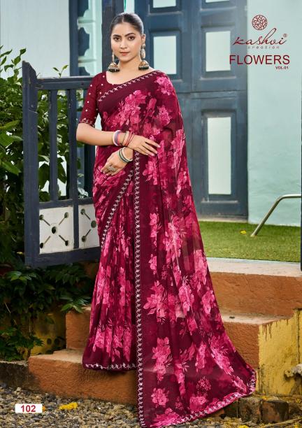 Kashvi Flowers Vol 1 Bulk saree suppliers in Bangalore
