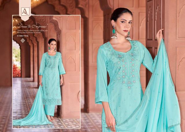 Alok suit green omre Affordable dress materials in Hyderabad