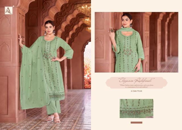Alok suit green omre Affordable dress materials in Hyderabad