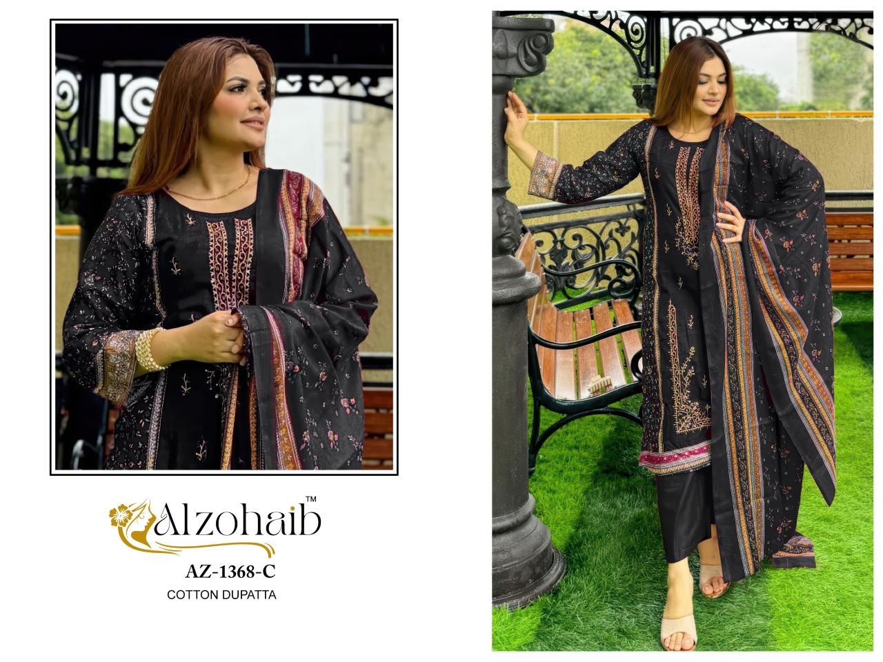 Alzohaib Az 1368 A To C Chiffon Dupatta Salwar Kameez suppliers in India