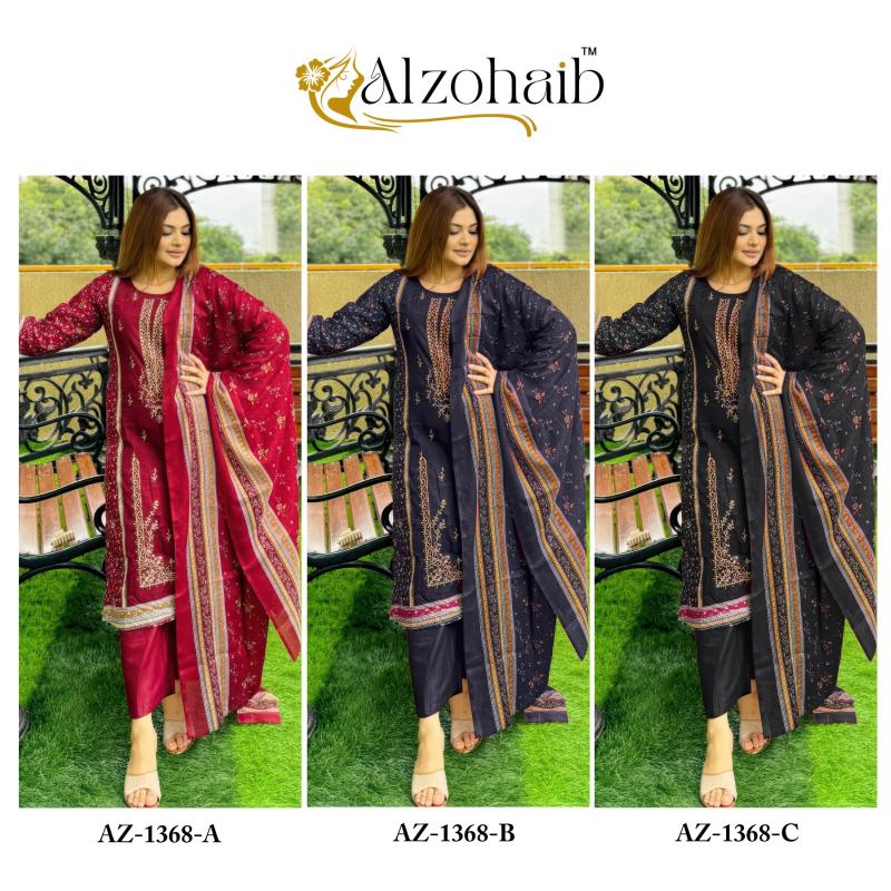 Alzohaib Az 1368 A To C Chiffon Dupatta Salwar Kameez suppliers in India
