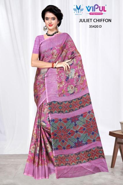 Vipul juliet chiffon d.no 35420 Saree suppliers in Kolkata