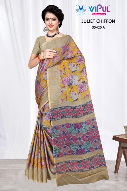 Vipul juliet chiffon d.no 35420 Saree suppliers in Kolkata