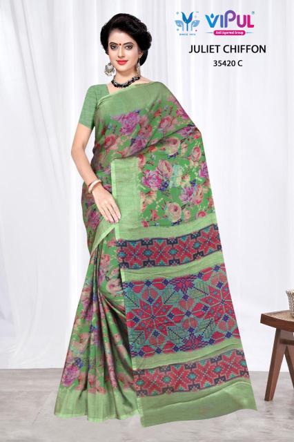 Vipul juliet chiffon d.no 35420 Saree suppliers in Kolkata