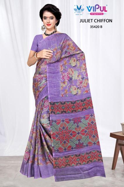 Vipul juliet chiffon d.no 35420 Saree suppliers in Kolkata