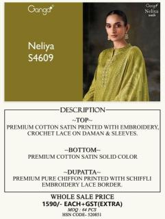 Ganga neliya 4609 Wholesale dress materials in Gujarat